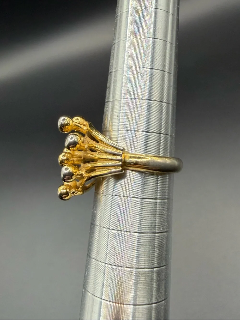 Vintage Napier MCM Brutalist Gold Tone Abstract Cocktail Ring Adjustable Sz 6